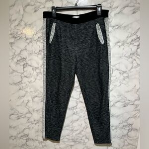 Lou & Grey Joggers Womens Medium Black Gray Sweatpants Pull On Space Dye Cropped